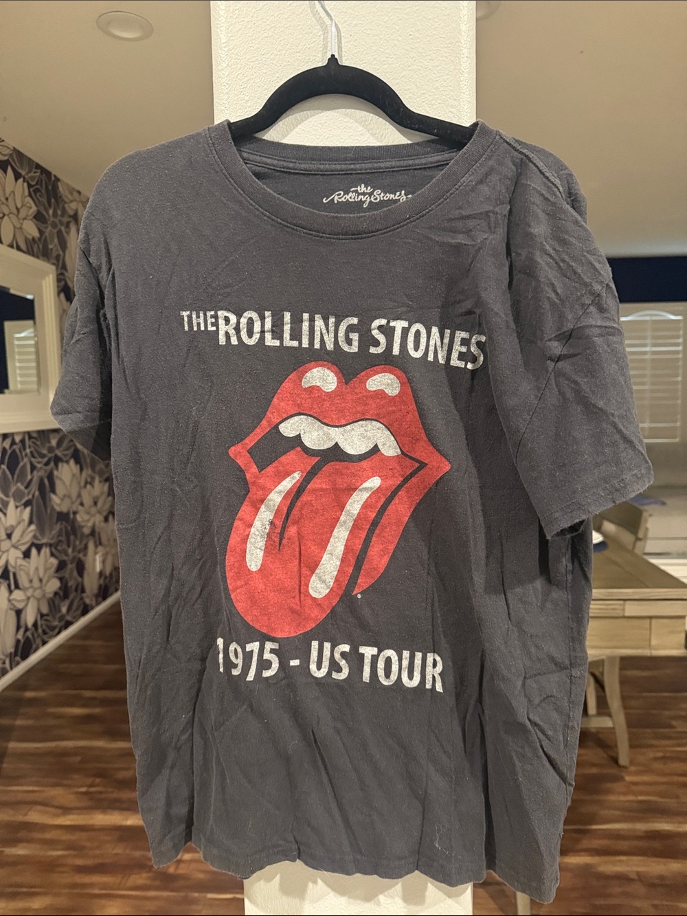 the Rolling Stones Black Kids Tee with Red Tongue Graphic